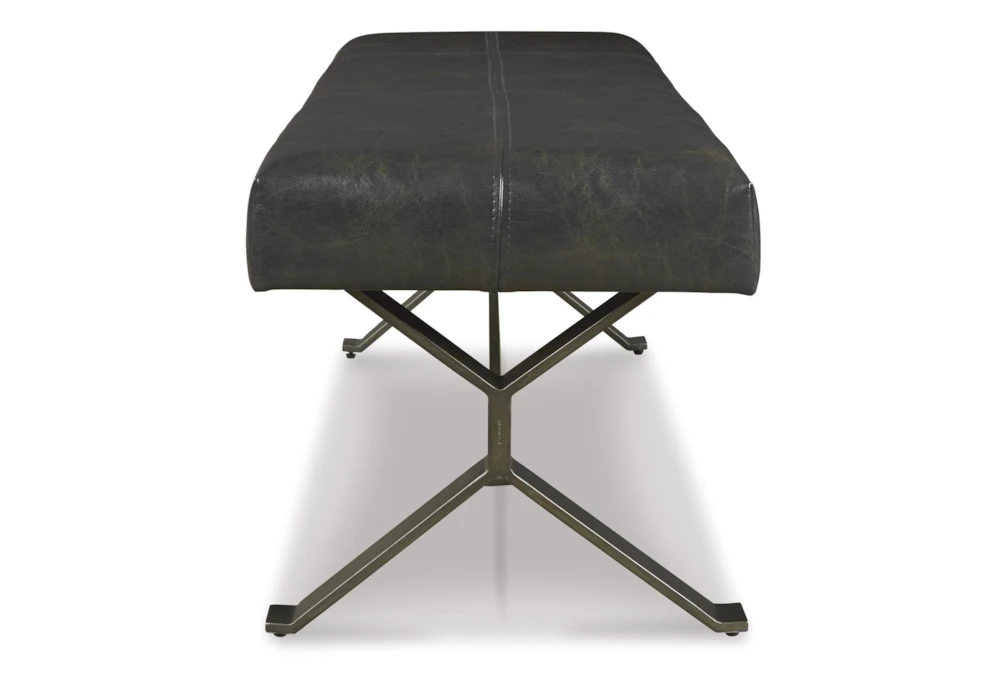 50" Black Distrressed Faux Leather Accent Bench - Image 2