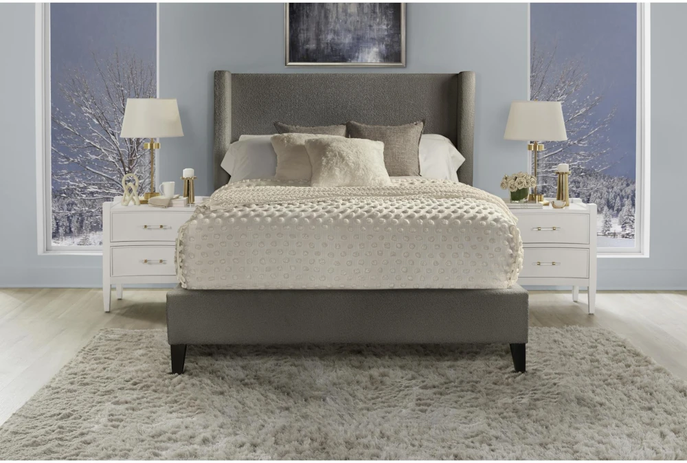 Alena Charcoal Queen Upholstered Shelter Bed - Image 2