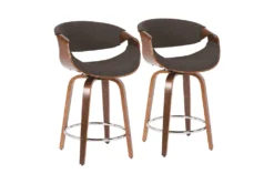 Curve Charcoal Counter Stool Set Of 2