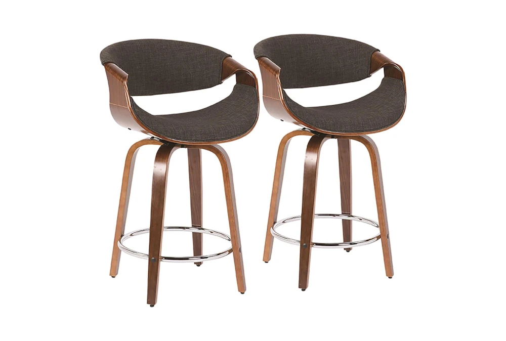 Curve Charcoal Counter Stool Set Of 2