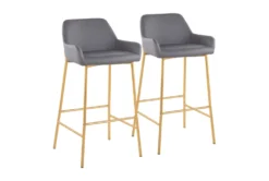 Danny Gold And Grey Faux Leather Bar Stool Set Of 2