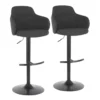 Bane Dark Grey Industrial Adjustable Barstool Set Of 2