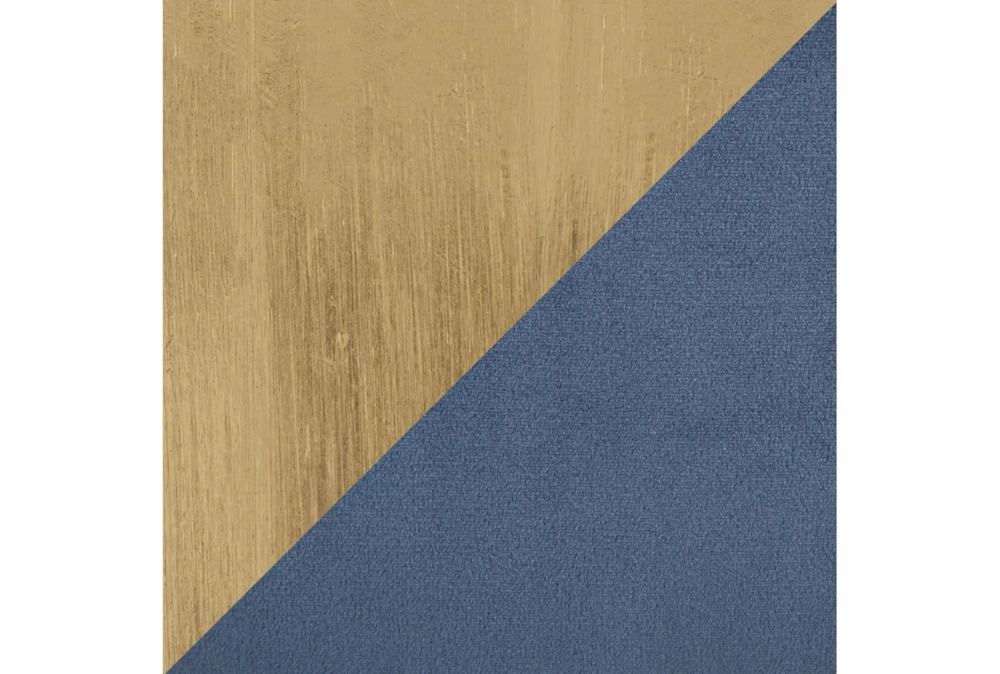 48" Blue Velvet + Gold Metal Legs Storage Bench - Image 5