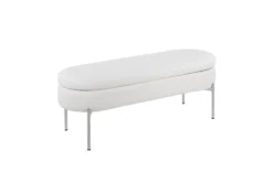 48" White Faux Leather + Gold Metal Legs