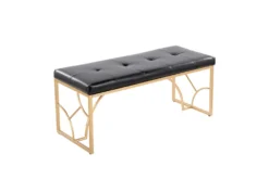 44" Black Faux Leather + Gold Metal Base