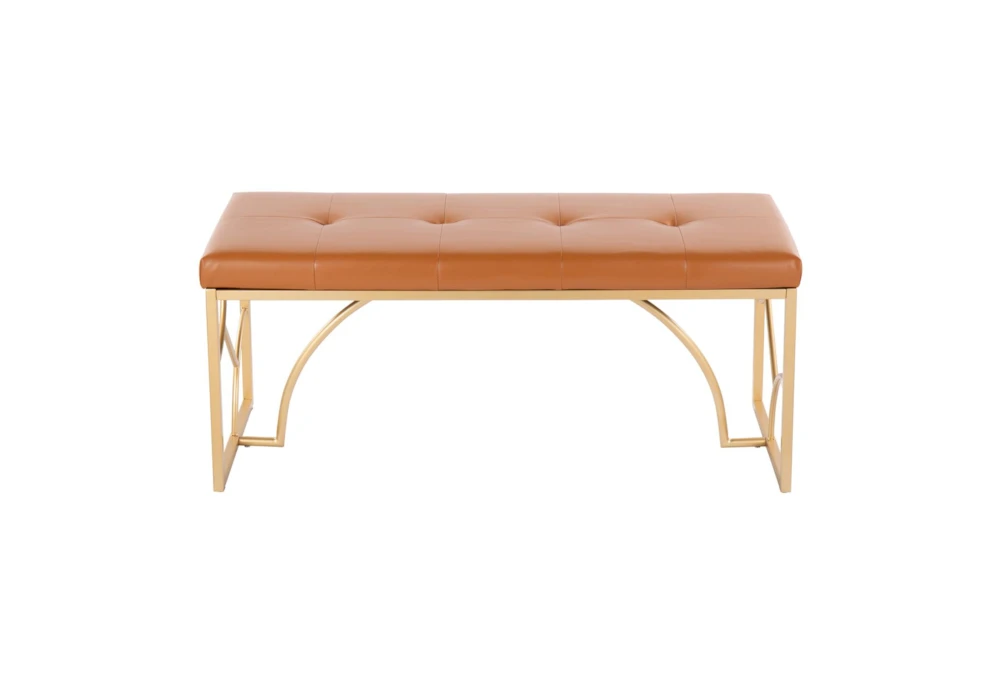 44" Brown Faux Leather + Gold Metal Base - Image 7