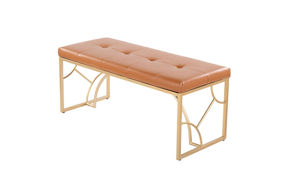 44" Brown Faux Leather + Gold Metal Base - Image 2