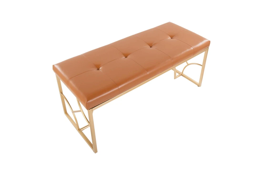 44" Brown Faux Leather + Gold Metal Base - Image 4