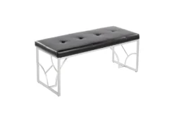 44" Black Faux Leather + Silver Metal Base