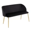 46" Black Velvet Bench With Gold Metal Legs