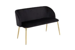 46" Black Velvet Bench With Gold Metal Legs