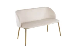 46" Cream Velvet Bench With Gold Metal Legs