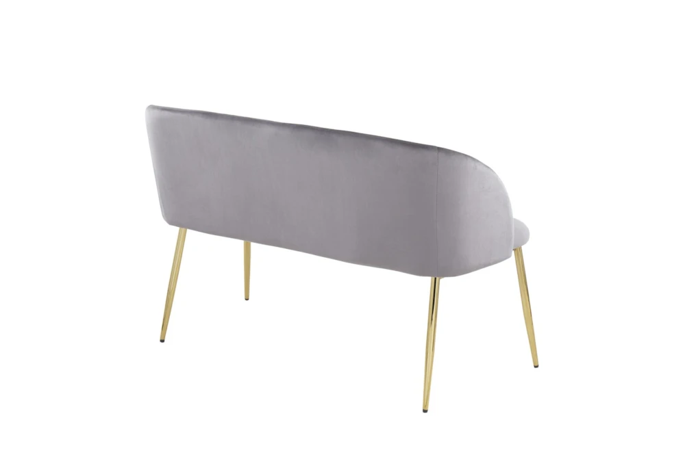 46" Grey Velvet Bench With Gold Metal Legs - Image 7