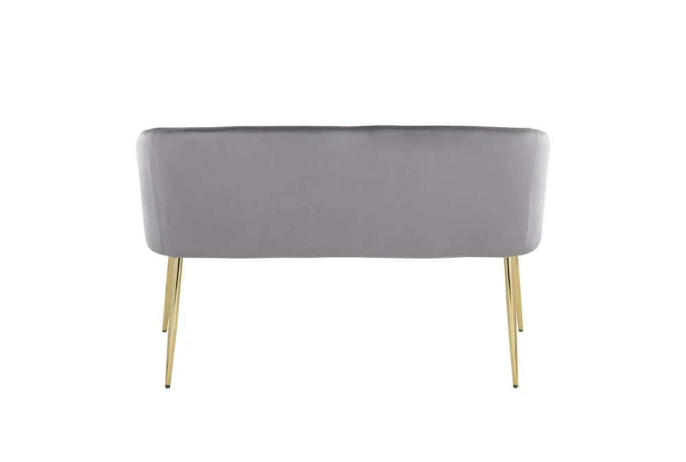 46" Grey Velvet Bench With Gold Metal Legs - Image 8