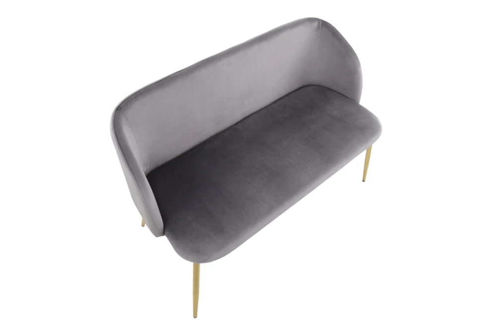 46" Grey Velvet Bench With Gold Metal Legs - Image 4