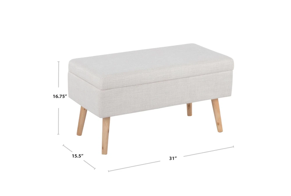 31" Green Storage Bench With Natural Wood Legs - Image 6