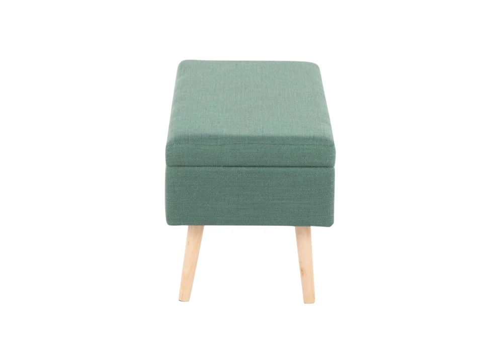 31" Green Storage Bench With Natural Wood Legs - Image 4