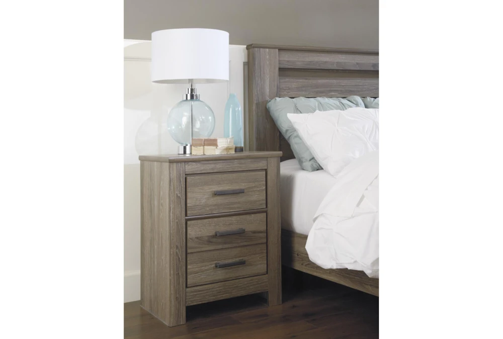 Zene Brown 2 Drawer Nightstand - Image 3