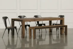 Amos 71-91" Extension Dining With Bench + Side Chair Set For 6