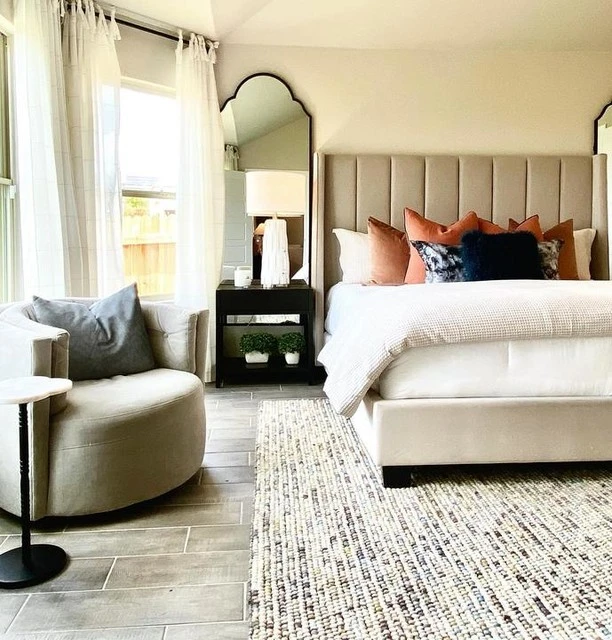 Topanga Grey Queen Velvet Upholstered Panel Bed - Image 9